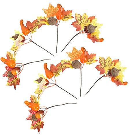 Ciieeo 8st Kürbis-ahorn-stecklinge Herbstlaub Dekor Thanksgiving-herbstdekor Hochzeitsfeier Ahornblätter Herbstliche Tischdeko Stengel Der Herbstblätter Falsches Blatt Künstlich Plastik