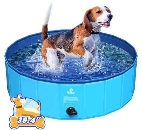 Pawaboo Faltbare Hundebadewanne, Pool, 100 x 30 cm, Haustier-Hunde-Schwimmbad, einfache Lagerung, Harte Kratzfeste Haustier-Badewanne für Welpen, Katzen, tragbares Haustier-Wating-Badbecken
