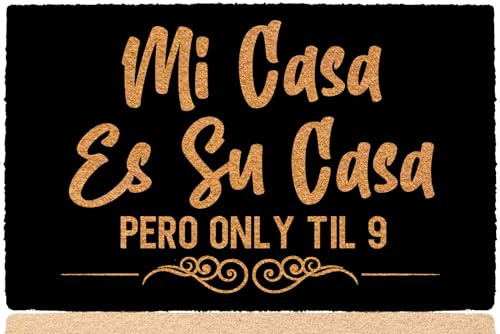 bouulm Mi Casa ES Su Casa Pero Only Til 9, 76,2 x 45,7 cm, Vordertürmatten für den Außenbereich, Eingang, Urlaub, lustige Fußmatten für den Eingangsbereich, Innenbereich, Willkommensmatte mit