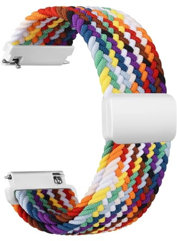 Wanme Gewebtes Nylon Uhrenarmbänder 20mm für Herren Damen, Nylon Elastische Uhrenarmband Schnellverschluss Armband, Neues Ersatzarmband mit Magnet Verstellbarer Anti Rutsch Schnalle, Bunt