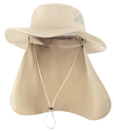 Zylioo XXL/3XL UV-Schutze Sonnenhut Für Großen Kopf, Safari Boonie Hut Breite Krempe,Buschhut Wanderhut Mit Nackenschutz