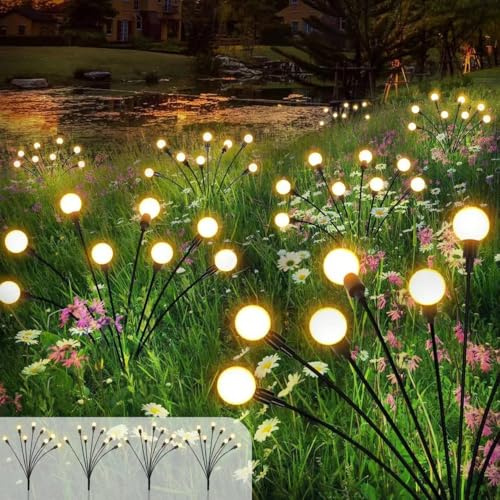 Kizozo Lampe Solaire Extérieur 4PCS 8LED, Étanche IP65, Lumière Décorative pour Jardin et Balcon, Blanc Chaud