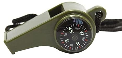 Xoeryoy Notfallüberleben Pfeife 3 in 1 Pfeifen mit Kompass -Thermometer Lanyard für Outdoor -Wanderwanderungsarmee Green