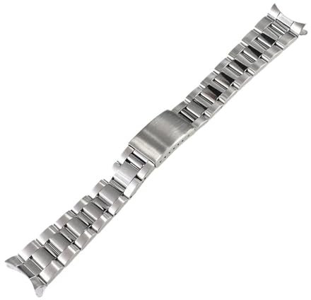 19mm 20mm Edelstahl Oyster Band passend for Seiko Sxns80 Snxs79 Seiko 5 Snxs79k Snxs77k Snxs73 passend for Casio Uhrenarmband Armband Gürtel (Color : Middle smooth, Size : 19mm)