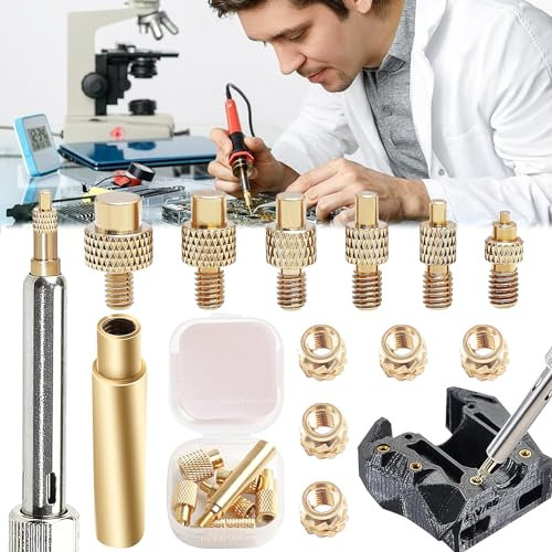 Begpoee 12 Pezzi Set Di Punte per Saldare, Punte per Saldatura, Inserti Filettati, Inserto Filettato Stampa 3D, Punte Saldatore, Punte per Inserti Filettati M2 (M2,5) / M3 / M4 / M5 / M6 / M8(Giallo)
