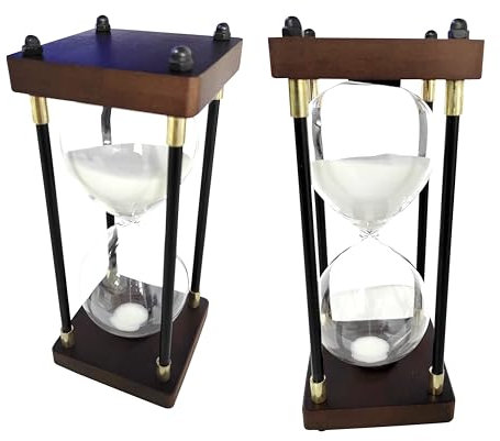 Minuteur Sablier pour 30 Minutes Sandglass Timer 30 Minutes Décoration Basse de Thé Étagère à Livres Jeu Scolaire Ornement Cadre en Bois Sand Timer l'horloge Blanc