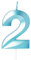 Blue 2nd Birthday Candle - Number 2 Candle for Birthday Cake Toppers