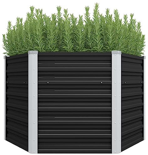 DYRJDJWIDHW Jardiniere Plastique,jardinieres Exterieur,Pot de Fleur Interieur,Lit surélevé de Jardin Anthracite 129x129x77 cm Acier galvaniséConvient pour Les patios, Les balcons et Les Jardins