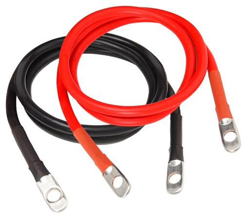Battery Inverter Cables Set All Copper Conductor Wire with 3/8 Ring Terminals for Car, Truck, RV (4 AWG-4 FT)