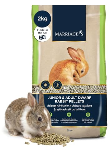 Marriage’s - Indoor Rabbit Food, Rabbit Pellets with Targeted Protein (2kg) | Healthy Weight and Immune System, Dwarf and Baby Rabbit Food with Sunflower Seed, 100% Nutri-Pressed, Suitable for 20 Weeks+