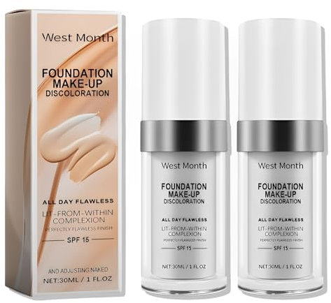 2 Farbwechselnde Foundation 30ml, Farbwechselnde Foundation für Reife Haut, Farbwechselnde Flüssige Grundierung, Makellose Farbwechselnde Flüssige Grundierung, SPF15, für alle Hauttöne Geeignet