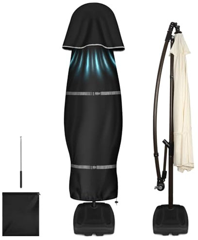 MHJY Parasol Cover Waterproof for 2-4 m Cantilever Parasol Covers with Rod 600D Oxford Wind Snow UV Proof Garden Umbrella Cover Large Outdoor Patio Umbrella Cover