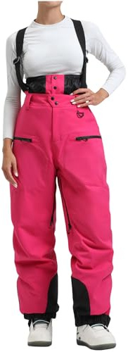 FUPODD Skihose Damen Wasserdicht Schneehose Hosenträgerhose Winddichte Outdoorhose Snowboardhose Softshellhose Warme Gefütterte Skilanglaufhose Frauen Thermohose Wanderhose Warm Latzhose Ski Pant