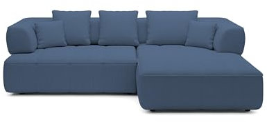 DomoHome Avangarde Ecksofa Moderne Eckcouch mit Verstellbarer Sitztiefe Wasserabweisendem Aragon-Stoffbezug und Hochwertiger Polsterung Rechts-Layout 182x285x86cm Marineblau