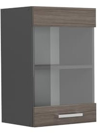 Vicco Küchenglashängeschrank R-Line, Glashängeschrank, Edelgrau, 40 cm