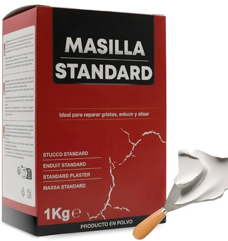 TECHZOCO Masilla Standard de Pared, Pasta para reparar grietas, enlucir y alisar, Producto en polvo, Ideal para reparar fachadas, Modo de preparación para diluir en agua, Color Blanco, Contiene 1 Kg