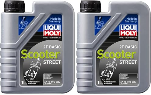 LIQUI MOLY Motorbike 2T Basic Scooter | 1 L | Motorrad 2-Takt-Öl | Art.-Nr.: 1619, farblos (Packung mit 2)