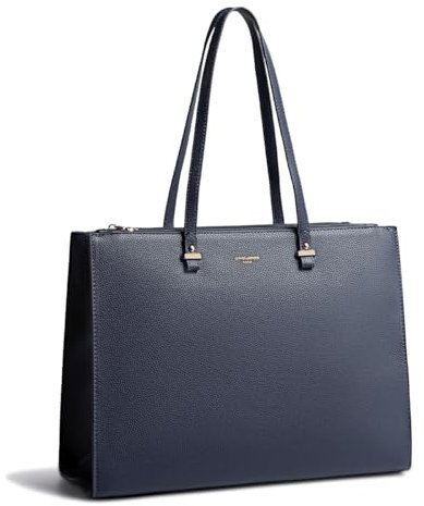 David Jones - Handtasche Einkaufstasche Damen - große Größe Schultertasche für Schule Arbeit - Henkeltasche Kunstleder Shopper mit langem Henkel - Laptoptasche - Blau