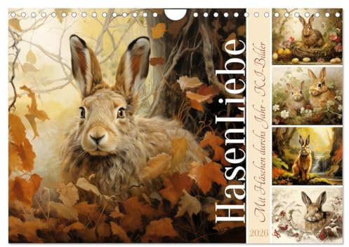 Hasenliebe (Wandkalender 2026 DIN A4 quer), CALVENDO Monatskalender: Mit Häschen durchs Jahr (CALVENDO Tiere)