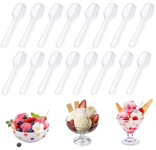 LIUCONGBD 1000 Pack Mini Clear Plastic Spoons, 2.95/7.5Cm Long Reusable Dessert Spoons, Heavy Duty Ice Cream Samll Spoon for Pudding Mousse Party and Everyday Use (1000)