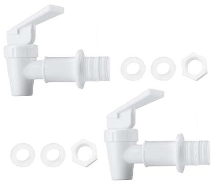 TUKEVA 2 PCS Rubinetto in plastica per birra tanica acqua serbatoio Distributore di bevande per uso domestico per Secchio fermentazione per Produzione di Birra (Bianco, 18mm)