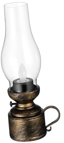 INOOMP Retro Kerosene Lampe LED Tischlampe Vintage Petroleumlampe für Innenräume Flammlos und Windgeschützt für Familienfeiern und Partys Antikes Design Zufälliger Basisfarbe