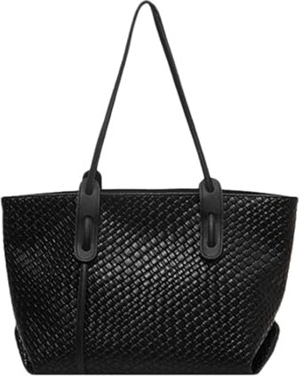 Generisch Geflochtene Tragetasche Für Damen - Tasche Damen Lederoptik,Leichte Faltbare Handtasche für Einkaufen Arbeit Reise