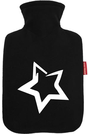 Huuraa Wärmflasche Stern Star Geschenk 1,8 Liter Black Classic Veloursbezug Stern Präsent