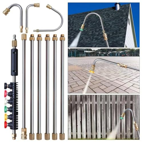 Pressure Washer Extension Wand Power Washer Lance | Pressure Washer Lance Extension with 6 Spray Nozzle Tips 4000 PSI Roof Cleaner Gutter Cleaner Window Washing Accessories
