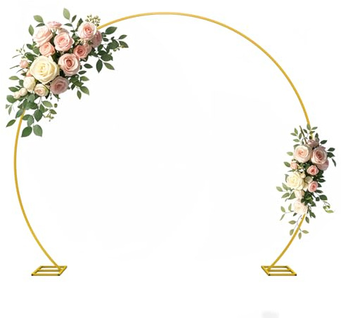 ZIRUU Large Balloon Arch Stand Backdrop Stand Stable Gold Wedding Arch Flower Arch Frame with Base for Christmas Valentine's Day Birthday Party Decoration in 2.4M