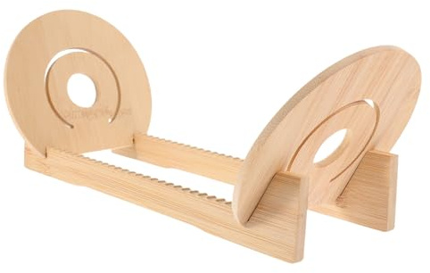 Toddmomy Espositore per Dischi in Vinile e CD in Legno Naturale Organizer da Scrivania Compatto con Base Fessure Antiscivolo Porta CD e Vinili per Ufficio e Casa Capacità Elevata per