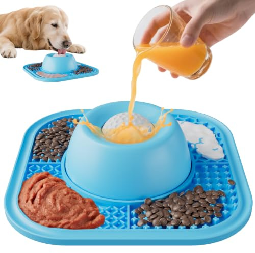 Pawinner Schleckball Hund für Flüssige Leckerlis, Leckball mit Schleckmatte | Schleckkugel Schlecknapf Rutschfest Anti Schling für Joghurt, Knochenbrühe, Hundespielzeug für Große, Mittlere & Kleine Hund