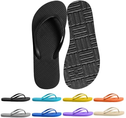 zoogobee Women's Non-Slip Flip Flops Ultra Lightweight Basic Thongs Rubber Soft Slide Slip-on Shoes Beach Pool Shower Sandals