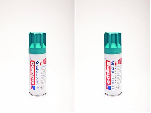 edding 5200 Permanent Spray - petrol matt - 200 ml - Acryllack zum Lackieren und Dekorieren von Glas, Metall, Holz, Keramik, Kunststoff, Leinwand - Lackspray, Acrylspray, Farbspray (Packung mit 2)