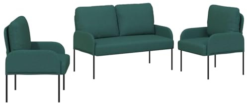 Owoxanthellate Sofagarnituren 3er Set, Modernes Polstersofa in Dunkelgrün, 115x56x80 cm Couch mit Metallbeinen und Polyester-Bezug, 3-teiliges Sofa-Set für Wohnzimmer und Gästezimmer