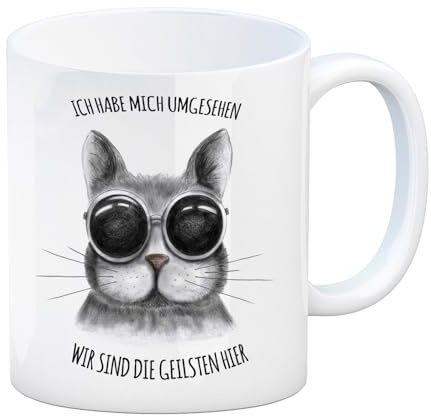 trendaffe Kaffeebecher mit Katze Motiv und Spruch: Ich habe mich umgesehen - wir sind die geilsten hier