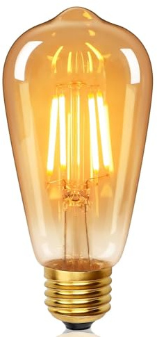 LEDSone LED Edison Light Bulb ST64, 4W (Equivalent 40W) Dimmable 2700K Warm White Vintage Amber Glass 450 Lumens Energy Saving Bulb for Indoor Lighting Decoartion & Squirrel Cage Lamp