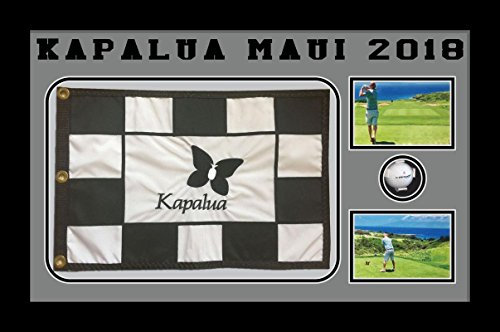 Kwik Picture Framing Ltd Frame Display For Golf Flag and Golf Ball Masters and Open Ryder Cup. Grey Mount - Black Frame