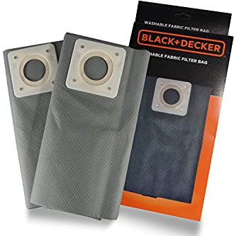 Black+Decker Waschbare Stofffilterbeutel Bolsas de Filtro de Tela Lavables de 30 litros para aspiradores sólidos y líquidos, Gris