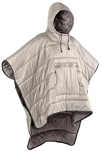 Winter Poncho Mantel Outdoor Camping Wärme kleine Steppdecke wasserabweisend Schlafsack Mantel Cape mit Hut für Erwachsene Männer Frauen (Khaki)