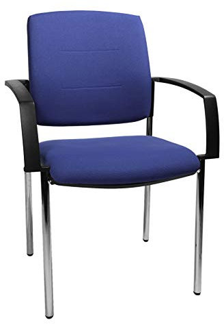 SCHÄFER SHOP Besucherstuhl mit Armlehnen, Konferenzstuhl, Rückenlehne gepolstert, 110 kg belastbar, Bürostuhl Schreibtischstuhl, geeignet für Besprechungsräume,Wartezimmer, Empfangsbereiche, blau