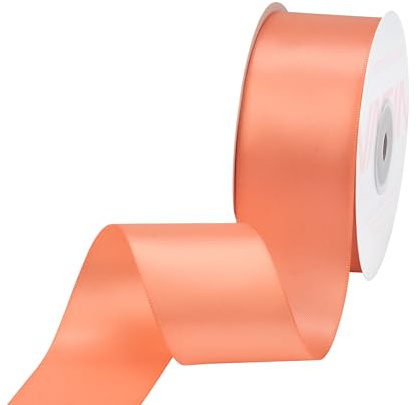 VATIN 38mm Wide Double Faced Polyester Salmon Satin Ribbon Continuous Ribbon- 23 Metre, Perfect for Wedding, Gift Wrapping, Bow Making& Other Projects