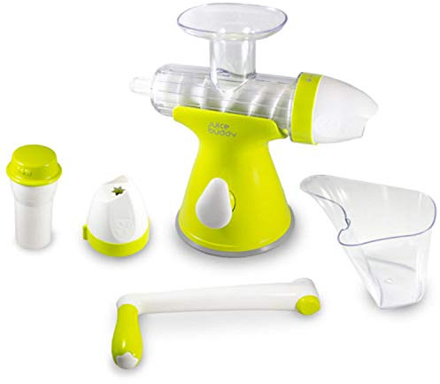 Juice Buddy 2 in 1 Manual Hand Crank, at Home Easy Clean, Ice Cream Maker and Juicer, with Suction Counter Mount
