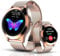 LUNIQUESHOP Smartwatch Donna Chiamate Bluetooth, 1.19 HD Smart Watch ROUND Orologio con Cardiofrequenzimetro SpO2 Sonno Fisiologia Femminile IP68 Messaggi 100 modalità Sportive iOS Android Oro Rosa