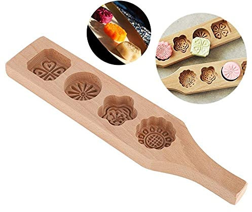 Molde De Madera Para Pastel De Luna, Molde Para Galletas Molde Calabaza, 4 Formas De Flor, Molde De Prensa, Molde Para Hornear, Pasteles De Luna, Chocolate, Pastel(2#)