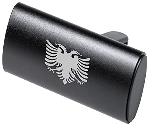 Auto Logo Parfüm Lufterfrischer Albanien Flagge Duft Spender Auto Emblem Duftspender Auto Entlüftungs-Parfüm Klimaanlage, Geruch Entfernen, Albanische Fahne V1 Schwarz