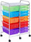 Yaheetech 15 Drawers Plastic Storage Cart, Multipurpose Mobile Organizer Unit with 4 Lockable Wheels, Utility Rolling Trolley for Home Office School Salon & Beauty, Multicolor