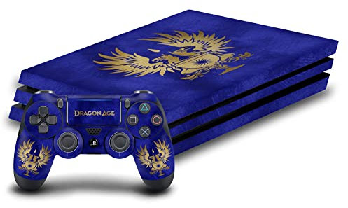 Head Case Designs Graue Wächter Gold Ursprüngliche Heraldik Vinyl Haut Gaming Aufkleber Abziehbild Abdeckung kompatibel mit Sony Playstation 4 PS4 Pro Console and DualShock 4 Controller