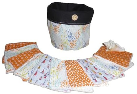 Lot de 10 lingettes démaquillantes lavable bambou et son panier - Handmade - zéro déchet (26)