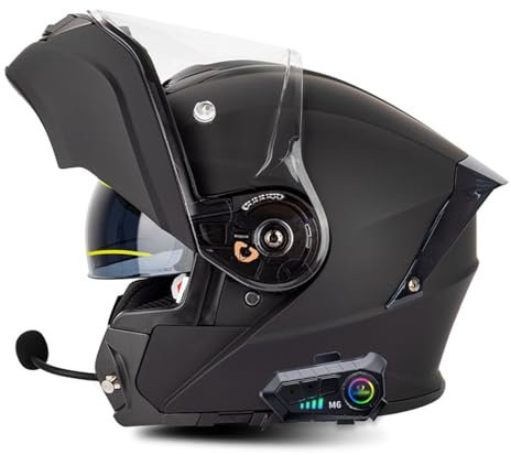 Bluetooth Klapphelm Motorradhelm für Motorräder integrierter Motorrad Helm modularer Motorradhelm mit Doppelvisier ECE-zugelassen für Rennhelme für Damen und Herren B,3XL